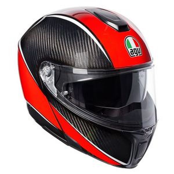 Casque AGV SPORTMODULAR MULTI - Carbone / Rouge