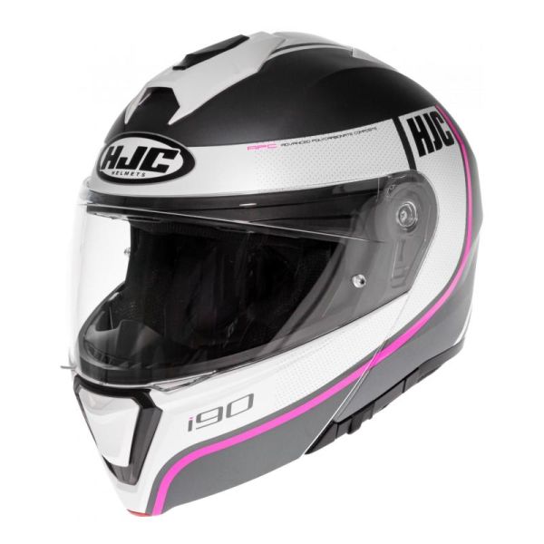 Casque HJC I90 DAVAN MAT - Noir / Blanc / Rose