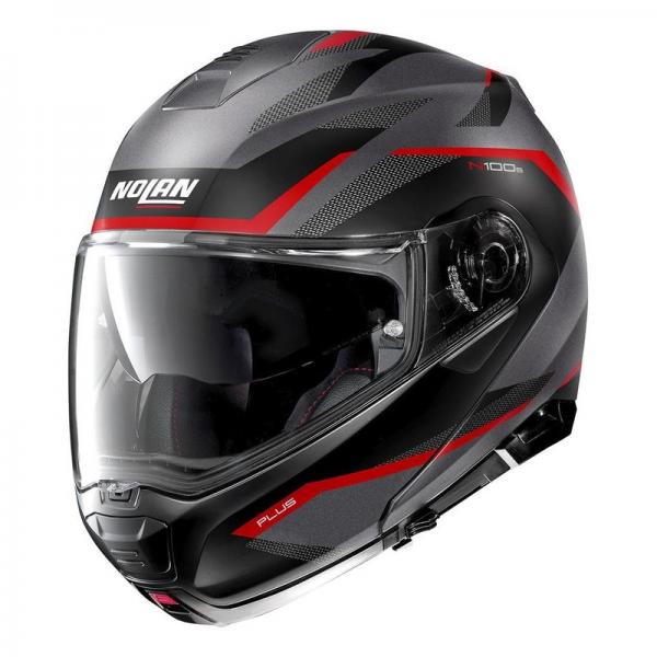 Casque Nolan N100-5 PLUS OVERLAND N-COM MAT - Gris / Rouge