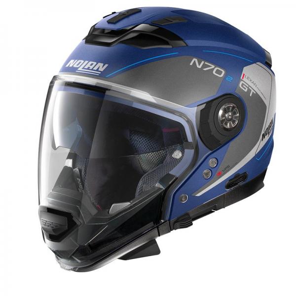 Casque Nolan N70-2 GT LAKOTA N-COM MAT - Gris / Bleu Imperator