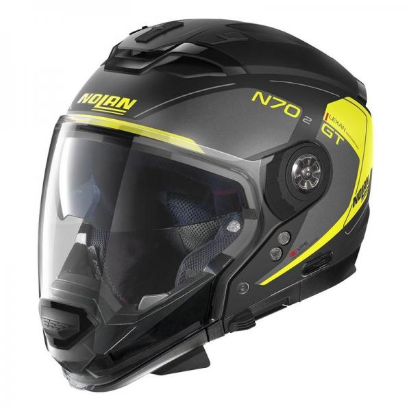 Casque Nolan N70-2 GT LAKOTA N-COM MAT - Noir / Gris / Jaune