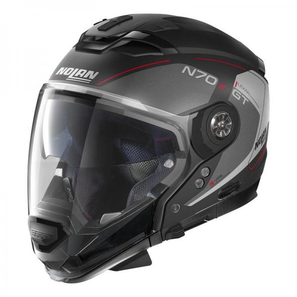 Casque Nolan N70-2 GT LAKOTA N-COM MAT - Noir / Gris / Rouge
