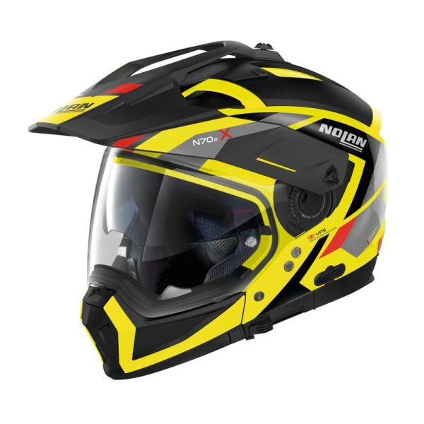 Casque Nolan N70-2 X GRANDES ALPES N-COM - Jaune Fluo