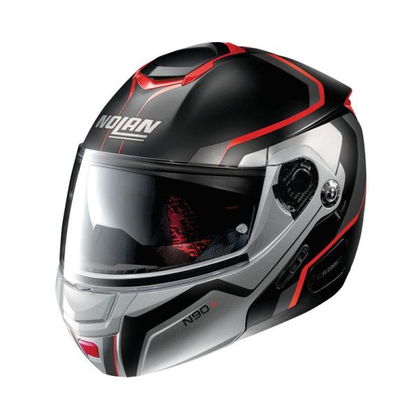 Casque Nolan N90-2 MERIDIANUS N-COM FLAT - Noir / Rouge