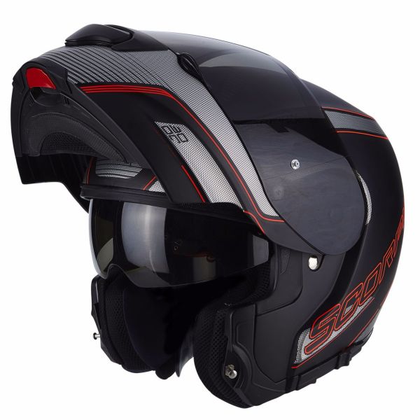 Casque Scorpion EXO-3000 AIR STROLL MAT - Noir / Silver / Rouge