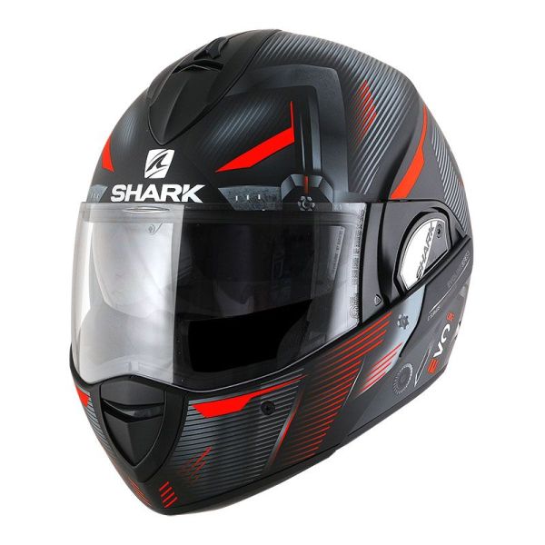 Casque Shark EVOLINE SERIES 3 SHAZER MAT - Noir / Rouge / Gris