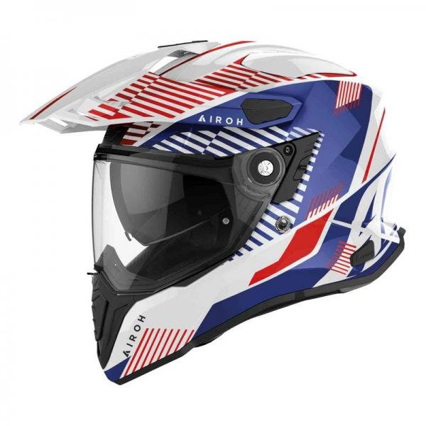 Casque Airoh COMMANDER BOOST - Blanc / Bleu / Rouge