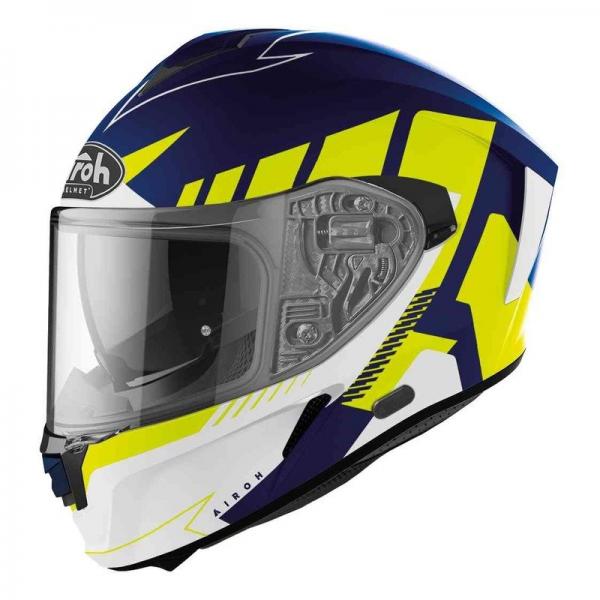 Casque Airoh SPARK RISE MAT - Bleu / Jaune Fluo / Blanc