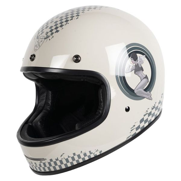 Casque Dexter MARTY PINUP - Blanc Crème