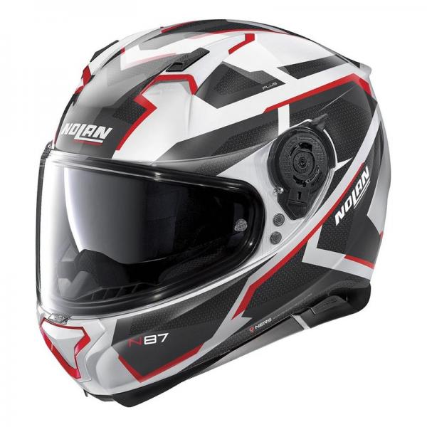 Casque Nolan N87 PLUS OVERLAND N-COM - Blanc / Rouge
