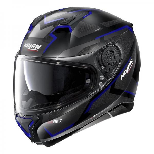 Casque Nolan N87 PLUS OVERLAND N-COM MAT - Noir / Bleu