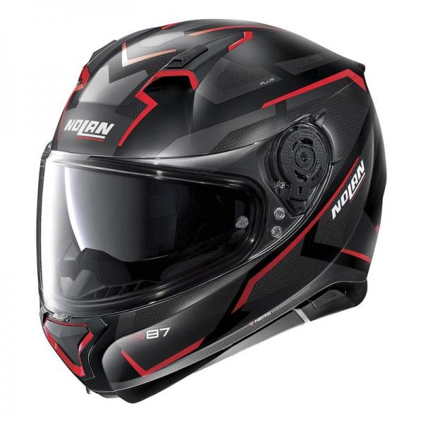 Casque Nolan N87 PLUS OVERLAND N-COM MAT - Noir / Rouge