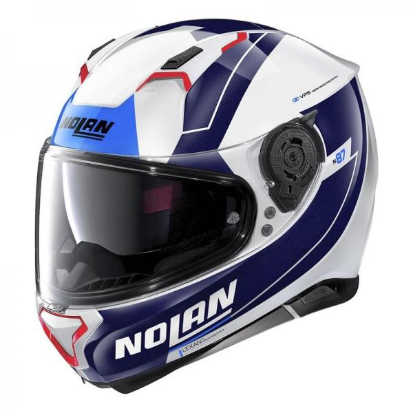 Casque Nolan N87 SKILLED N-COM - Blanc / Bleu