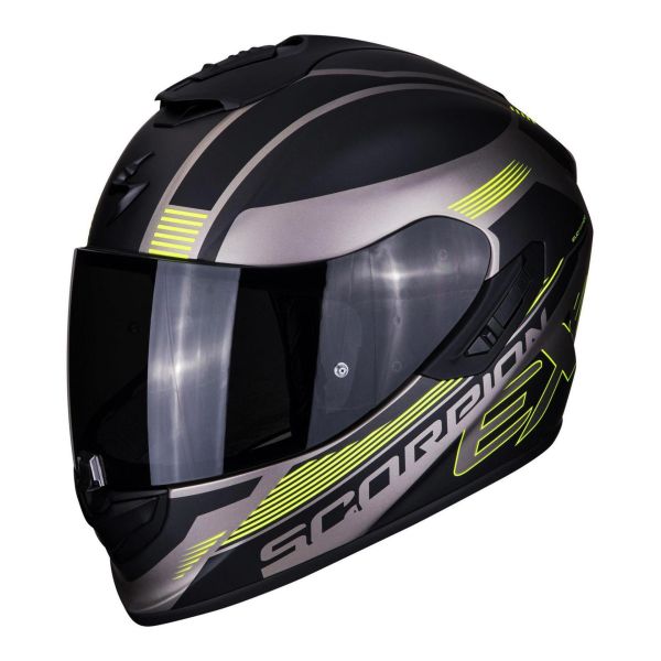 Casque Scorpion EXO-1400 AIR FREE MAT - Noir / Titanium / Jaune Fluo