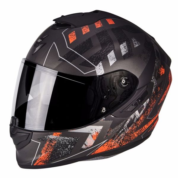 Casque Scorpion EXO-1400 AIR PICTA MAT - Noir / Silver / Neon Rouge
