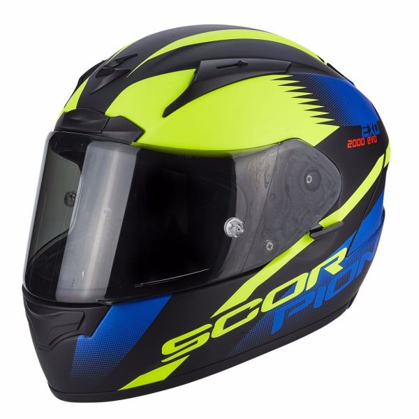Casque Scorpion EXO-2000 EVO AIR VOLCANO MAT - Noir / Bleu / Neon Jaune