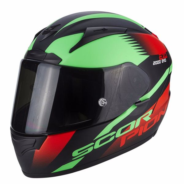 Casque Scorpion EXO-2000 EVO AIR VOLCANO MAT - Noir / Vert / Neon Rouge