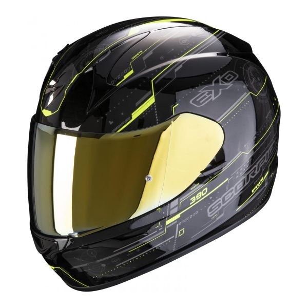 Casque Scorpion EXO-390 BEAT - Noir / Jaune Neon