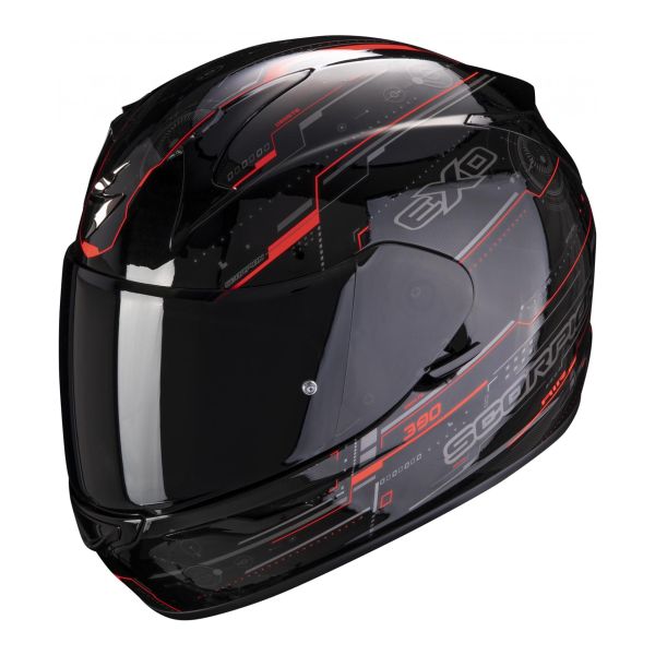 Casque Scorpion EXO-390 BEAT - Noir / Rouge Neon