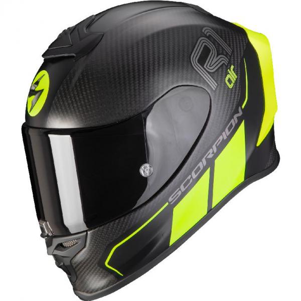 Casque Scorpion EXO R1 CARBON AIR CORPUS II MAT - Noir / Jaune Fluo