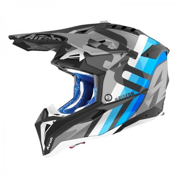 Casque Airoh AVIATOR 3 RAINBOW MAT - Anthracite / Bleu / Blanc
