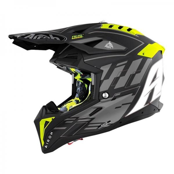 Casque Airoh AVIATOR 3 RAMPAGE MAT - Noir / Jaune Fluo / Gris