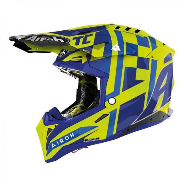 Casque Airoh AVIATOR 3 TC21 - Bleu / Jaune Fluo