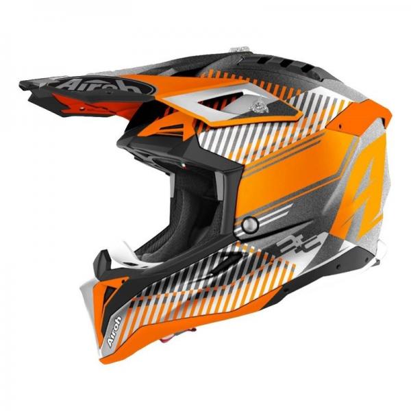 Casque Airoh AVIATOR 3 WAVE - Orange / Chrome / Noir