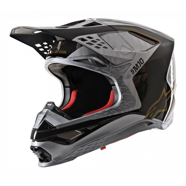Casque Alpinestars SUPERTECH S-M10 ALLOY - Argent / Noir / Carbone / Or