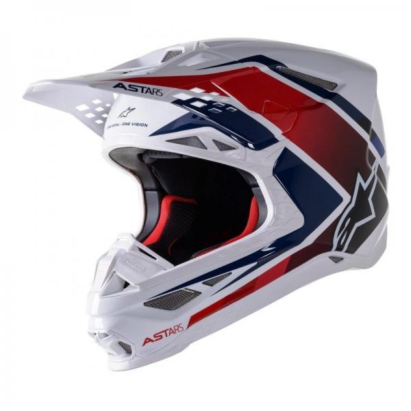 Casque Alpinestars SUPERTECH S-M10 CARBONE META 2 - Blanc / Rouge / Bleu