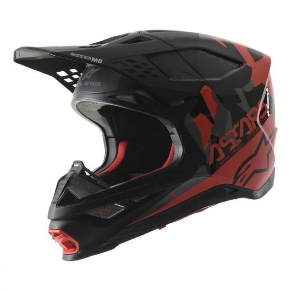 Casque Alpinestars SUPERTECH S-M8 ECHO MAT - Noir / Gris / Rouge Fluo