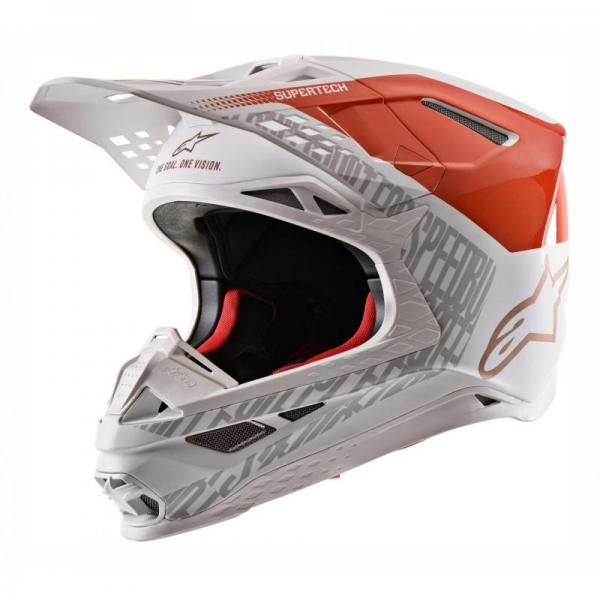 Casque Alpinestars SUPERTECH S-M8 TRIPPLE MAT - Orange Fluo / Blanc