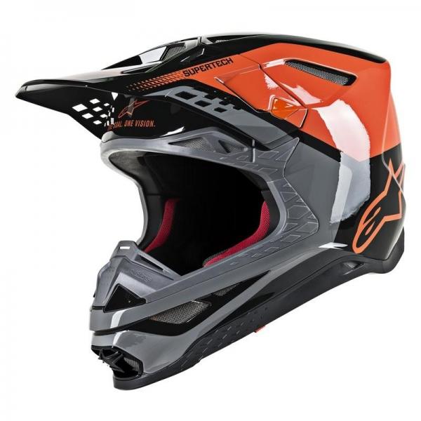 Casque Alpinestars SUPERTECH S-M8 TRIPPLE - Orange / Gris / Noir