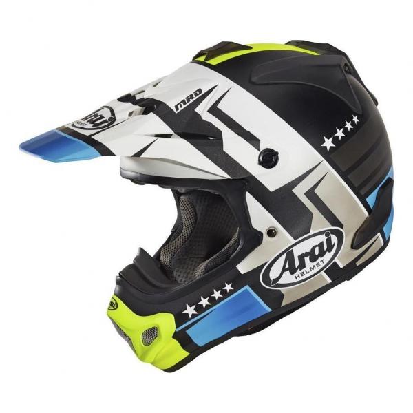 Casque Arai MX-V COMBAT MAT - Noir / Bleu / Jaune