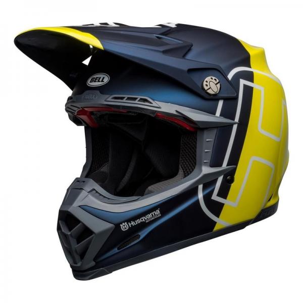 Casque Bell MOTO-9 FLEX HUSQVARNA GOTLAND MAT - Bleu / Jaune / Noir