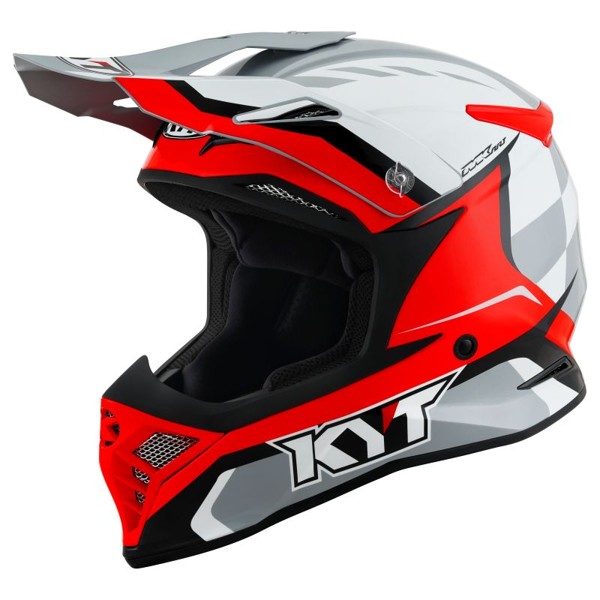 Casque cross KYT SKYHAWK - GLOWING - WHITE/RED 2023