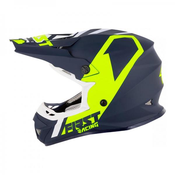 Casque First Racing K2 - Bleu / Jaune Fluo