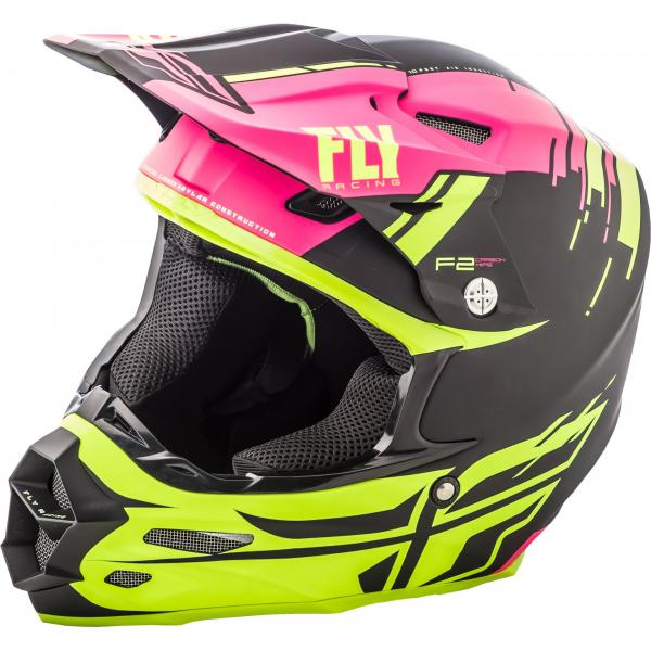Casque Fly Racing F2 CARBON FORGE - Rose / Jaune / Noir