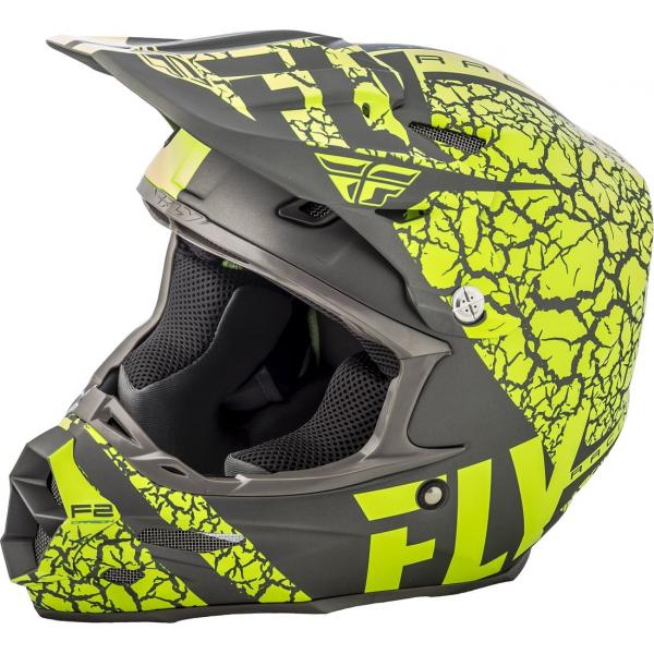 Casque Fly Racing F2 CARBON FRACTURE - Gris / Jaune Fluo