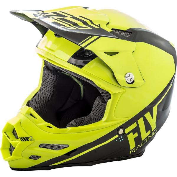 Casque Fly Racing F2 CARBON REWIRE - Noir / Jaune Fluo