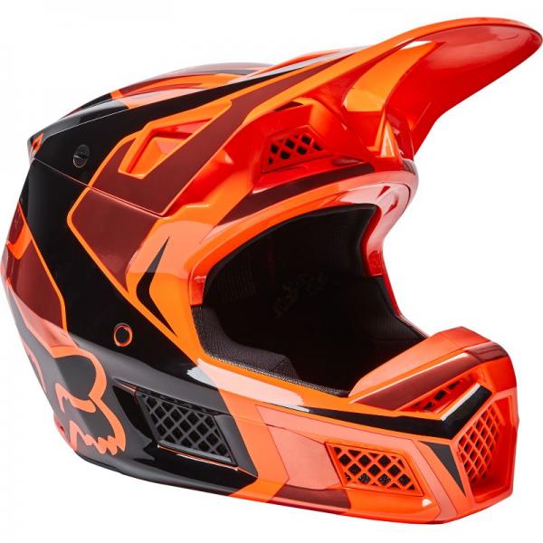 Casque Fox V3 RS MIRER - Orange Fluo / Noir / Rouge