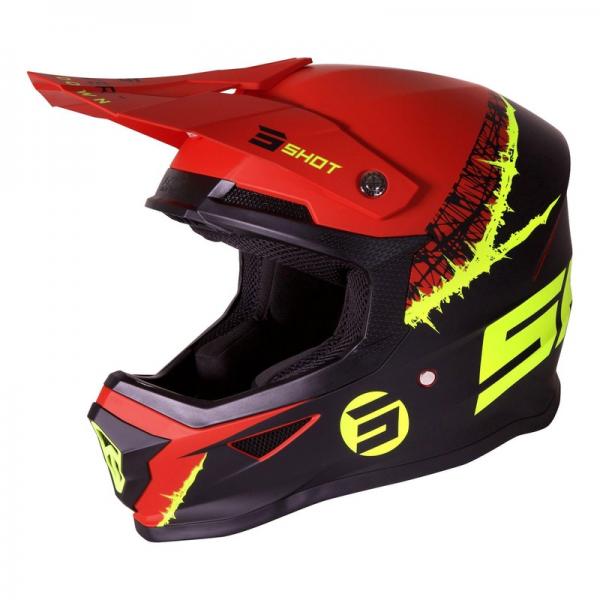 Casque Shot FURIOUS STORM MAT - Jaune / Rouge