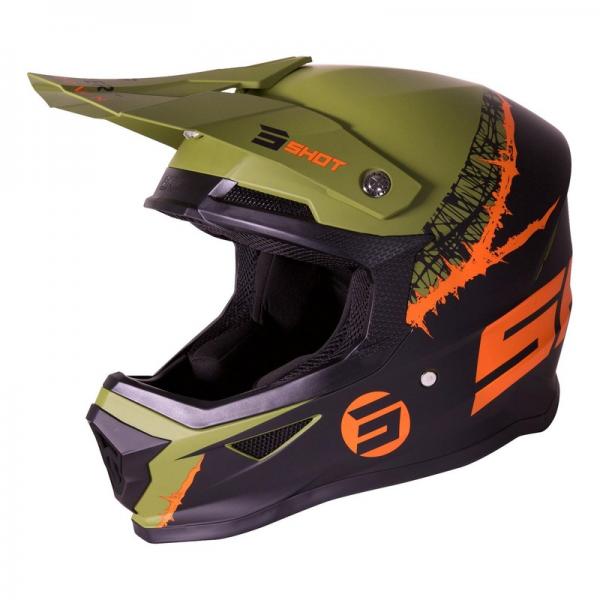 Casque Shot FURIOUS STORM MAT - Kaki / Orange / Noir