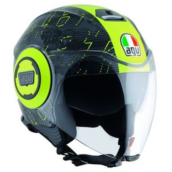 Casque AGV FLUID TOP IBISCUS - GunMetal / Jaune