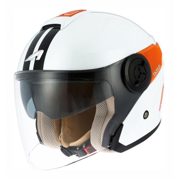 Casque Astone DJ-10-2 GRAPHIC LINES - Blanc / Orange