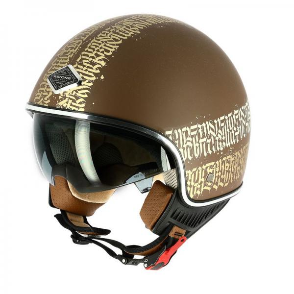 Casque Astone MINIJET 66 ANSTRACT CALI MAT - Marron / Or