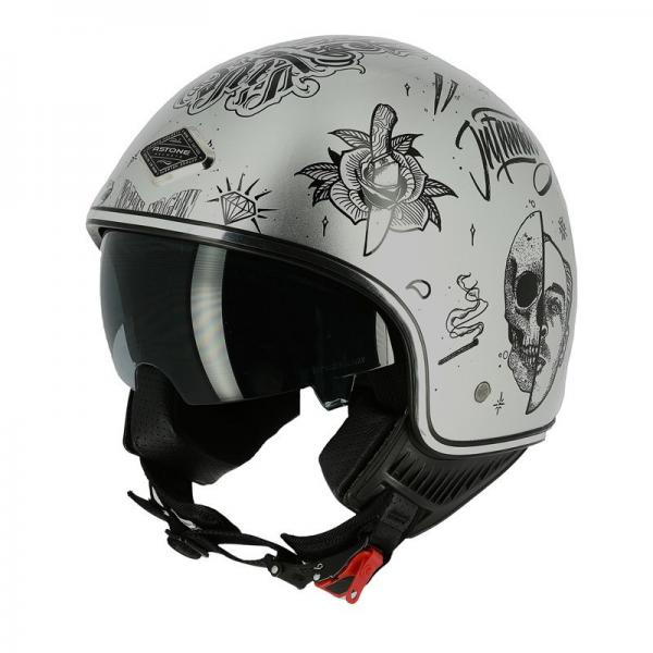 Casque Astone MINIJET 66 FLASH TATTOO - Argent