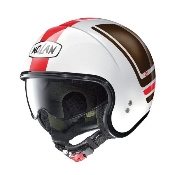 Casque Nolan N21 FLYBRIDGE - Blanc / Marron / Rouge