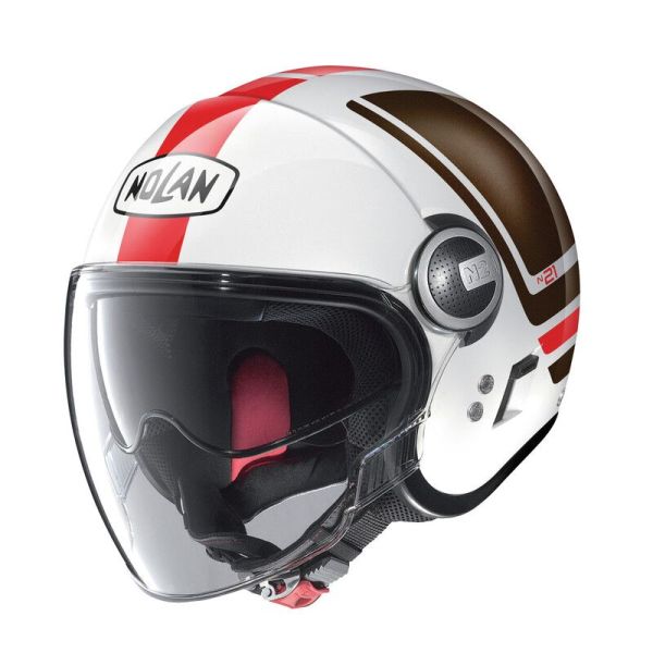 Casque Nolan N21 VISOR FLYBRIDGE - Blanc / Marron / Rouge