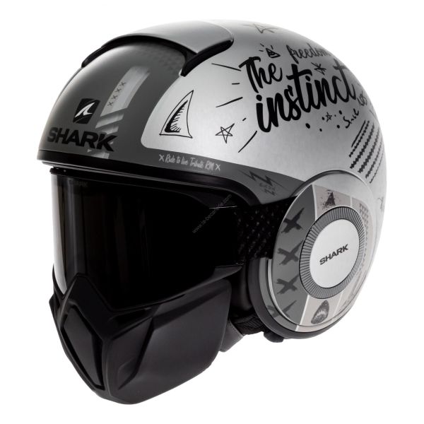 Casque Shark STREET DRAK TRIBUTE RM MAT - Argent / Anthracite